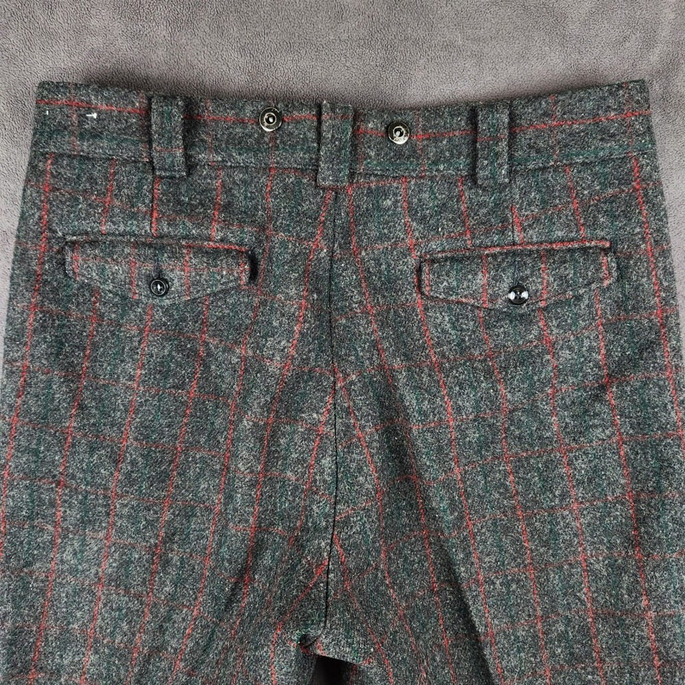 Vintage Woolrich Hunting Pants Mens 36 Gray Red Plaid Malone Heavy Wool USA Made - Picture 3 of 12